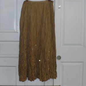 NWT Silk Chico's Pleated Crinkled Embroidered Jeweled Maxi Skirt - Size 1